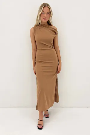 Smart touch Jayden Ribbed Maxi Dress Latte