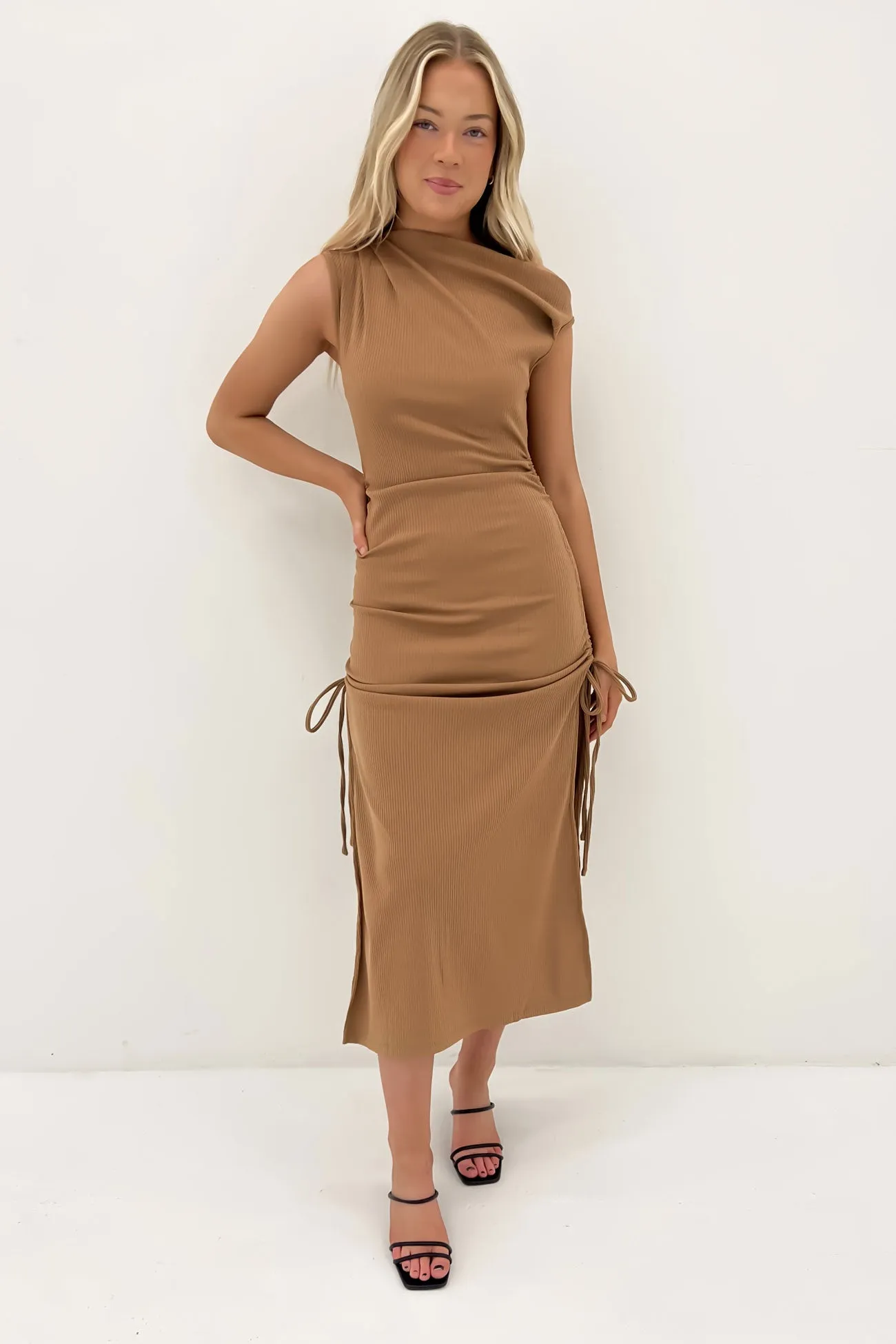 Versatile Style Wear Jayden Ribbed Maxi Dress Latte