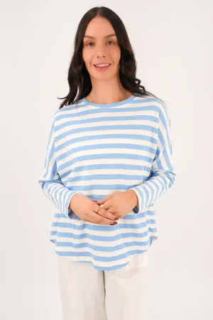 Jaylen Long Sleeve Tee Blue Stripe StretchComfort