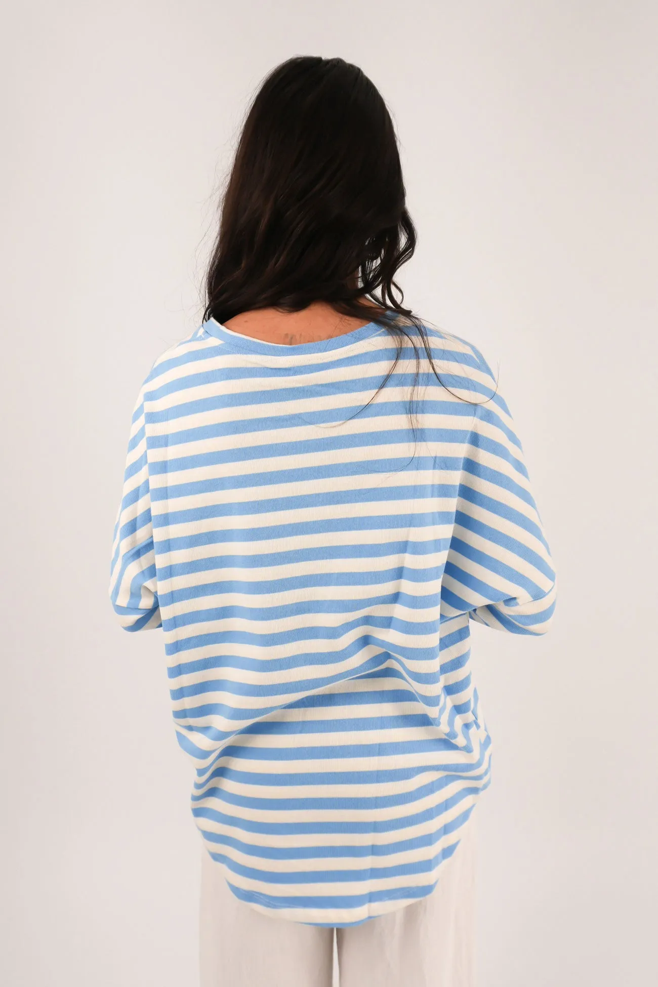 Comfort Fit Jaylen Long Sleeve Tee Blue Stripe