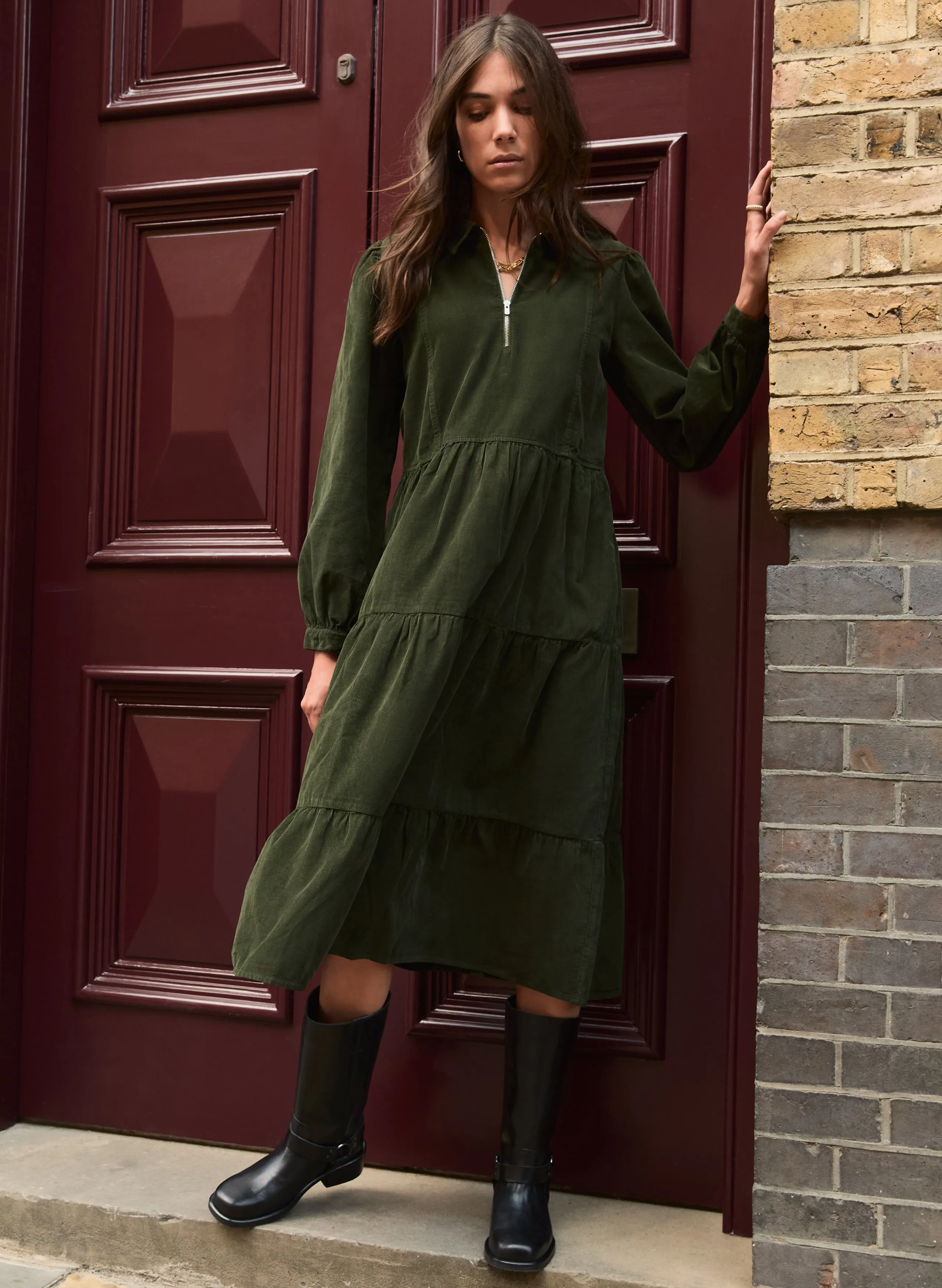 Gender Free Smart Wear Jean Organic Corduroy?Midi Dress