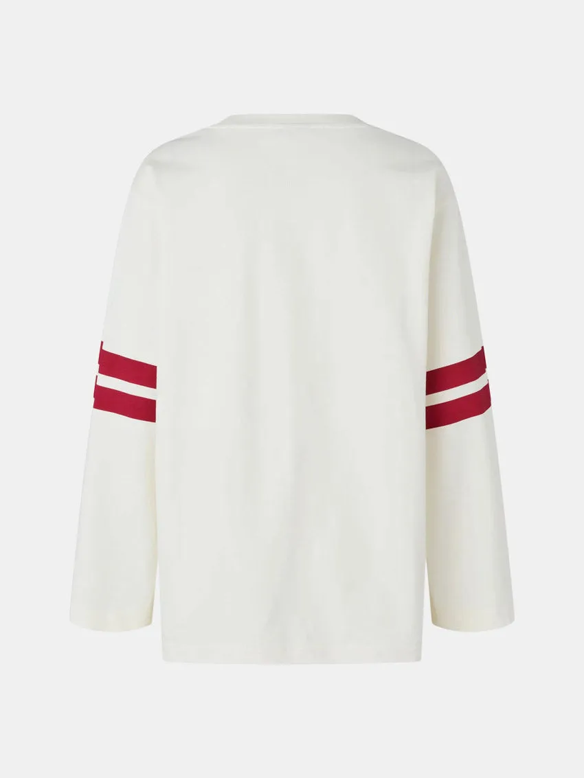 PocketDetail Street Style Trend Jeevana Tee L/S Creme/Navy/Red