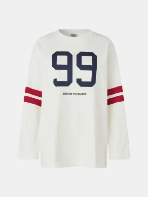 Jeevana Tee L/S Creme/Navy/Red Wrinkle Resistant Fashion-Forward Look