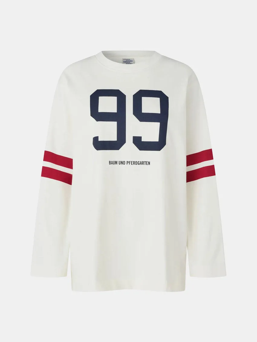 Jeevana Tee L/S Creme/Navy/Red Wrinkle Resistant Fashion-Forward Look