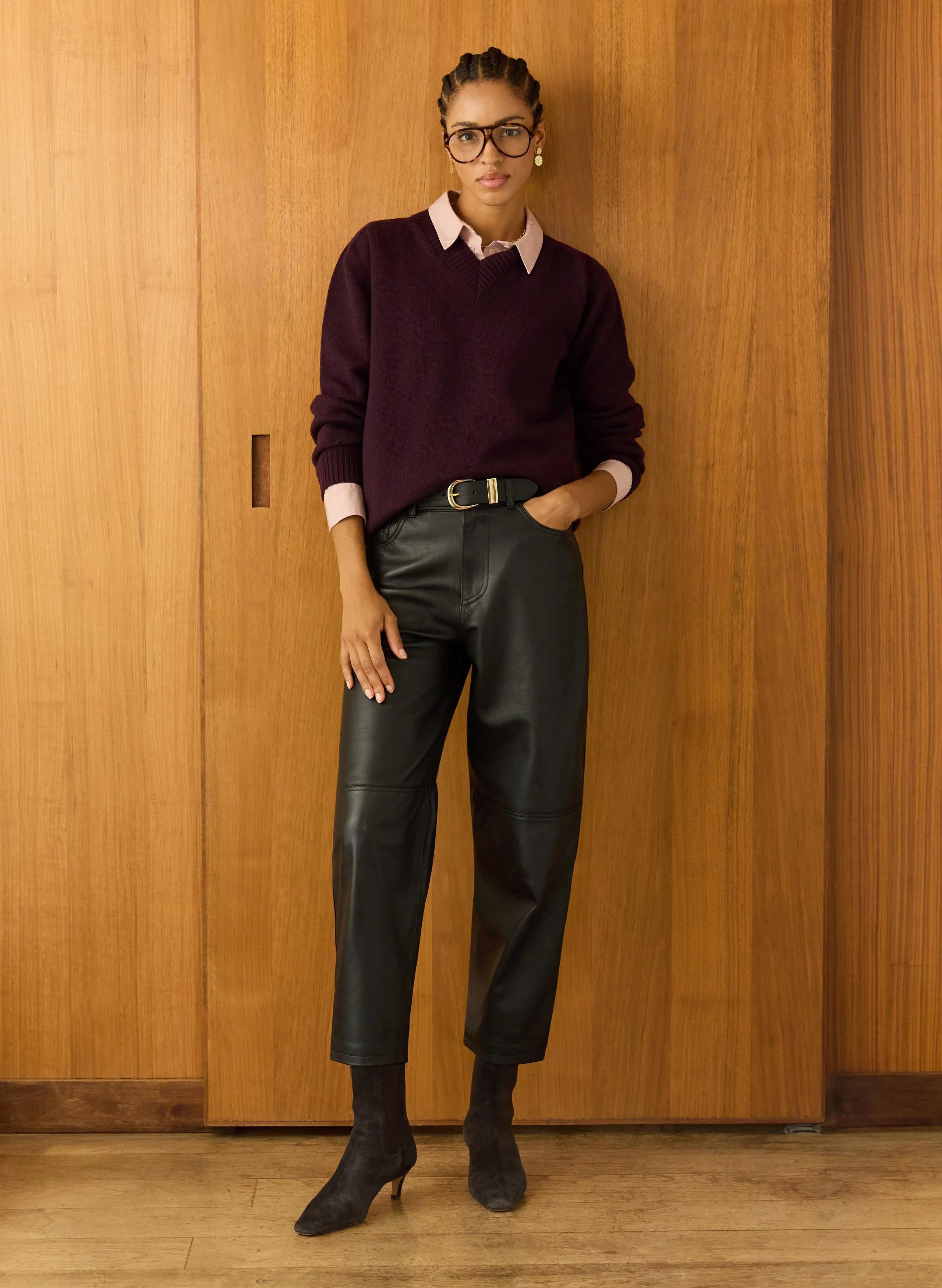 Jennifer V-Neck Merino Wool Jumper Recycled Polyester Blend