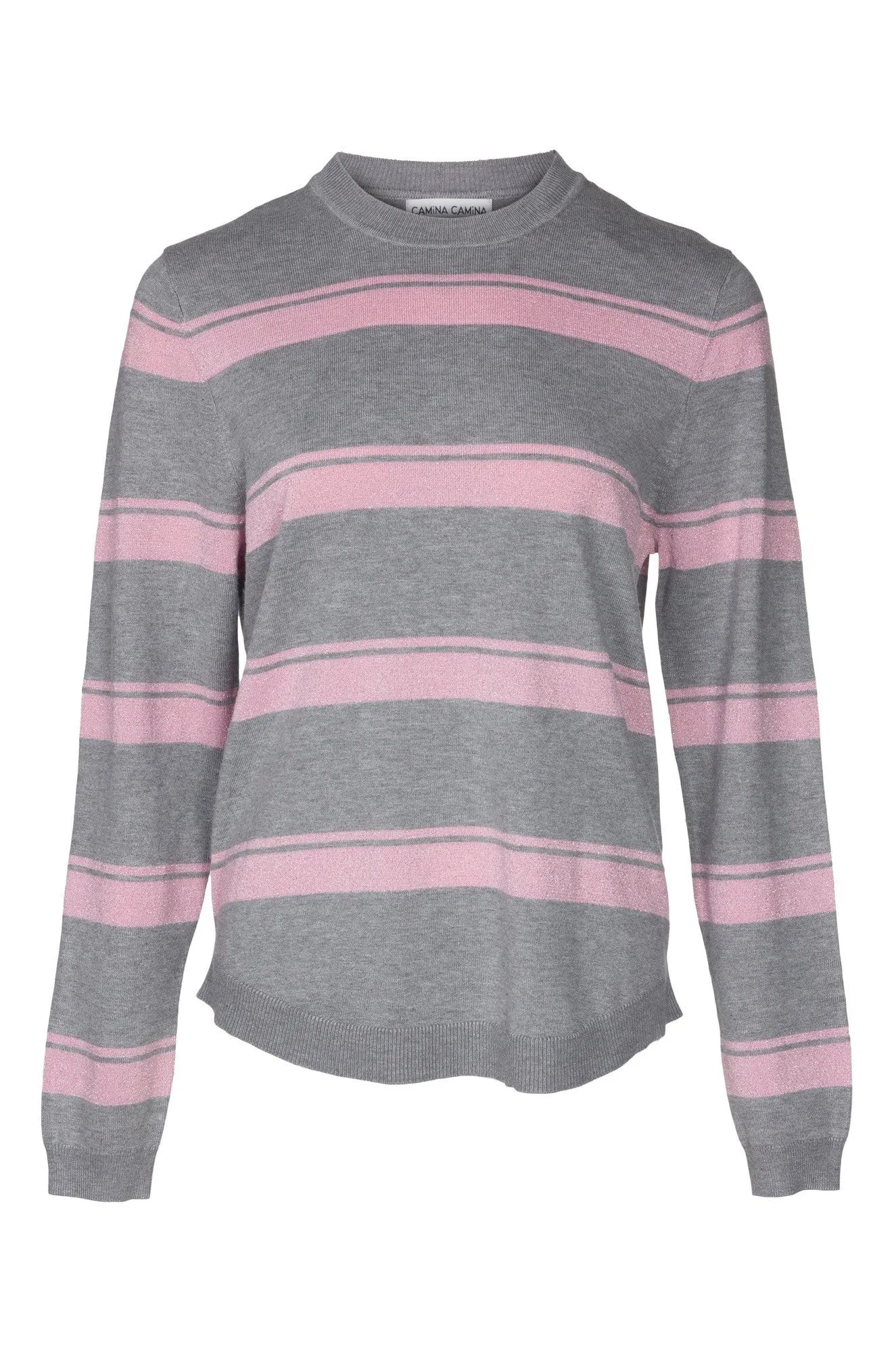 Rolled Cuffs Double Layer Thermal Jersey- Knitwear | Silver Marle/Petal Pink | 0013B1