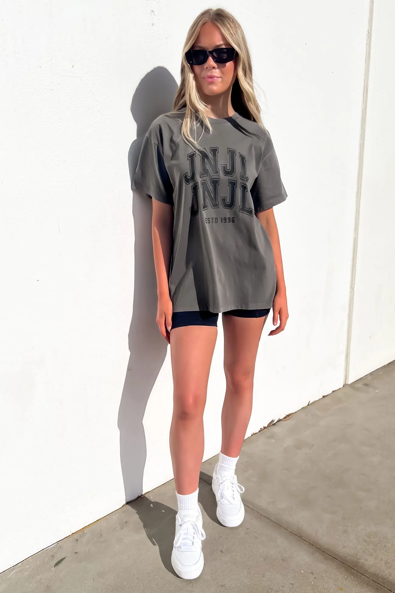 Simple Comfort Wear Comfy Casual JNJL League Tee Charcoal