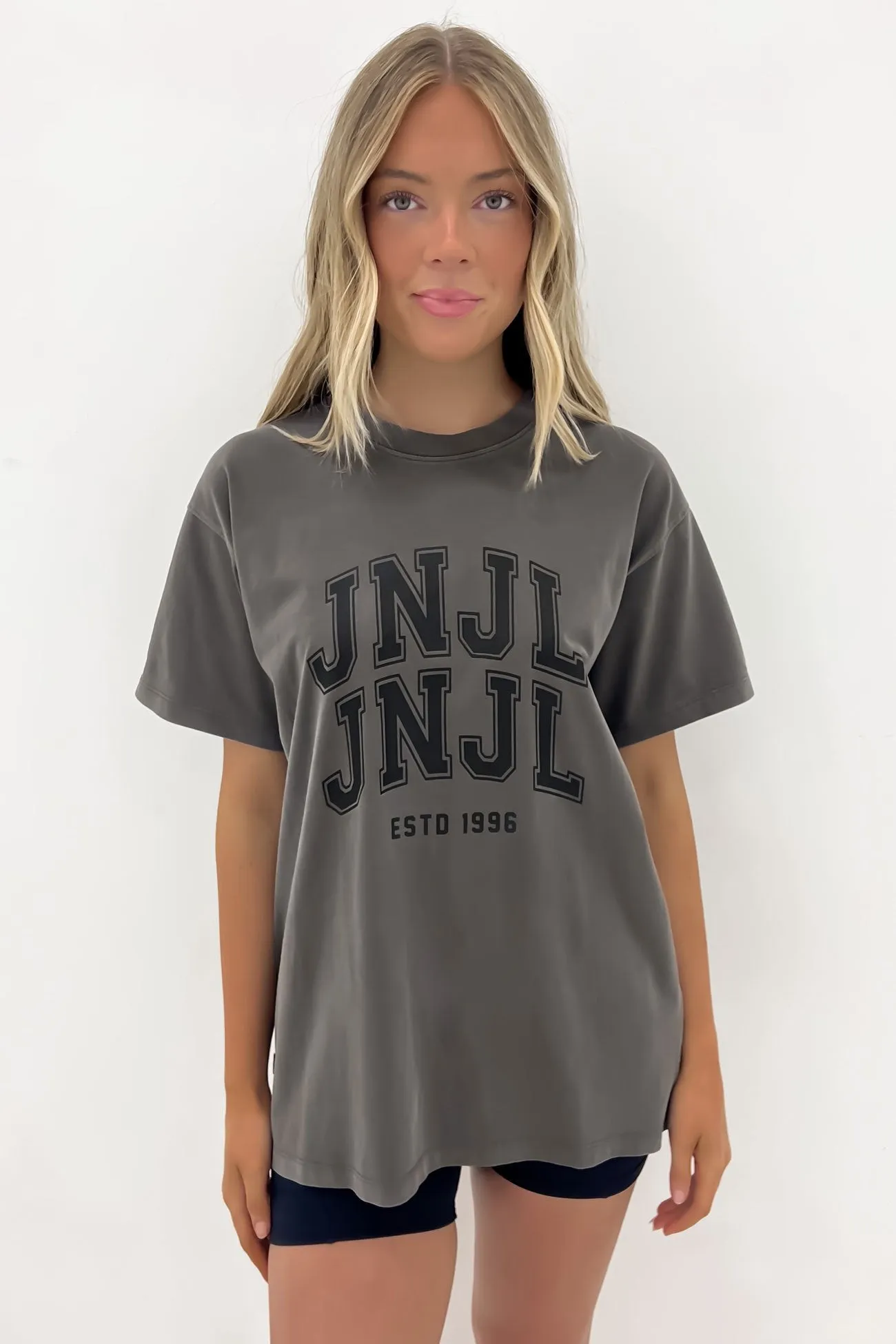 Wide Neck Opening All Purpose Wear JNJL League Tee Charcoal