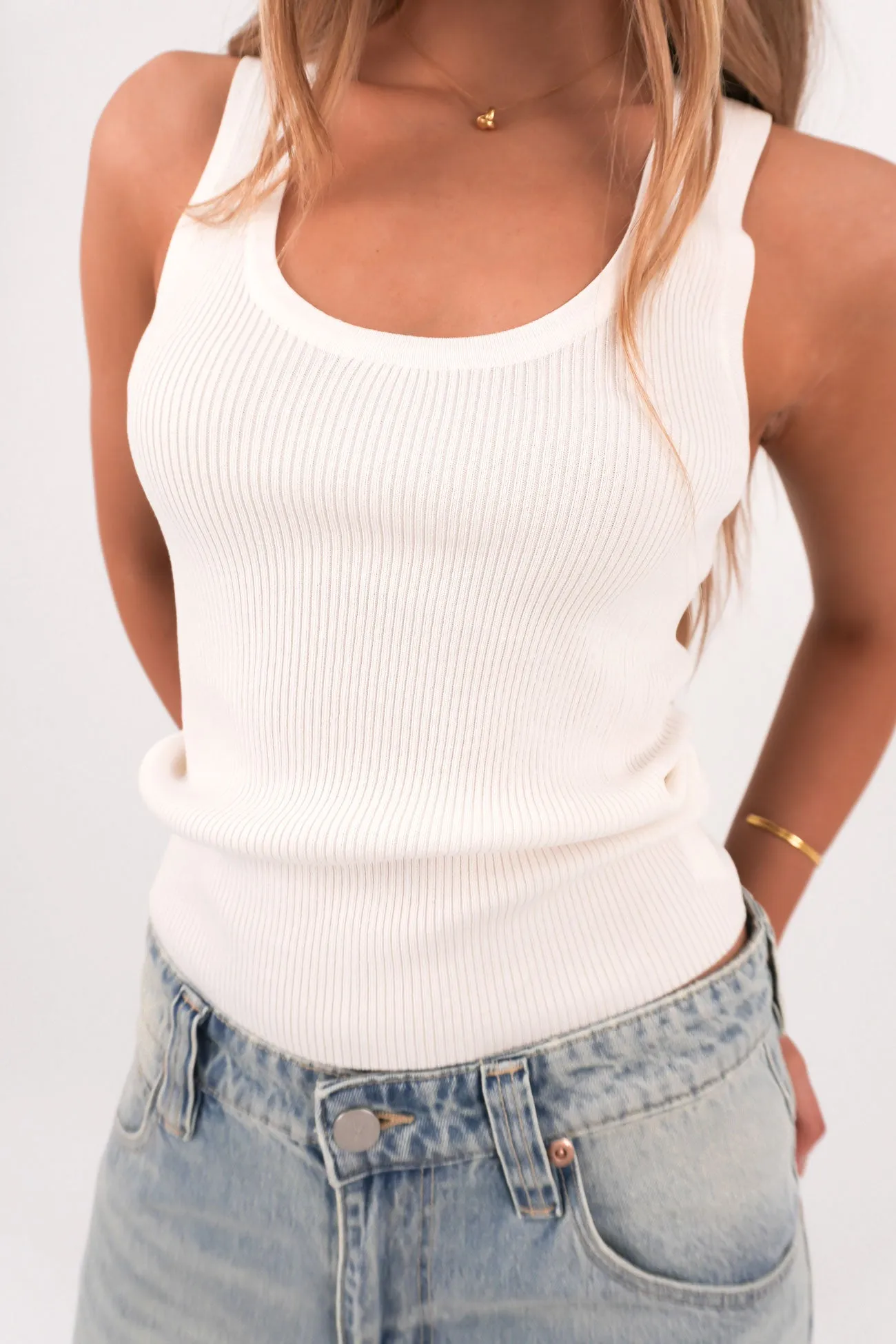 Jonni Tank White BreathableFabric Organza Fit