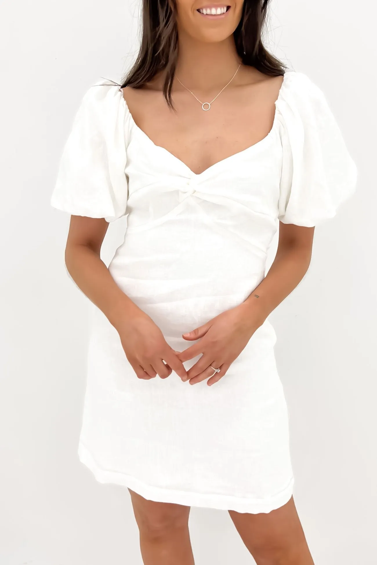 Jordana Mini Dress White Daily Silhouette Wide Hemline