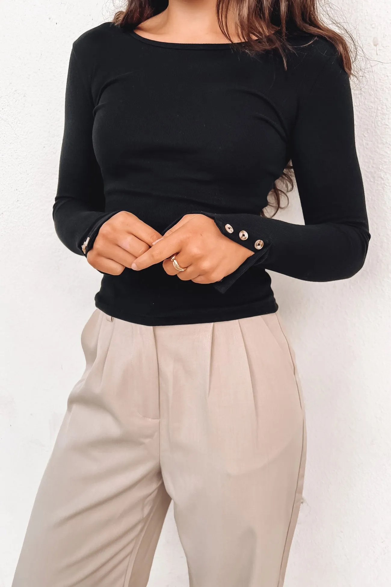 Lightweight Vest EcoDyeProcess Jordyn Rib Long Sleeve Black