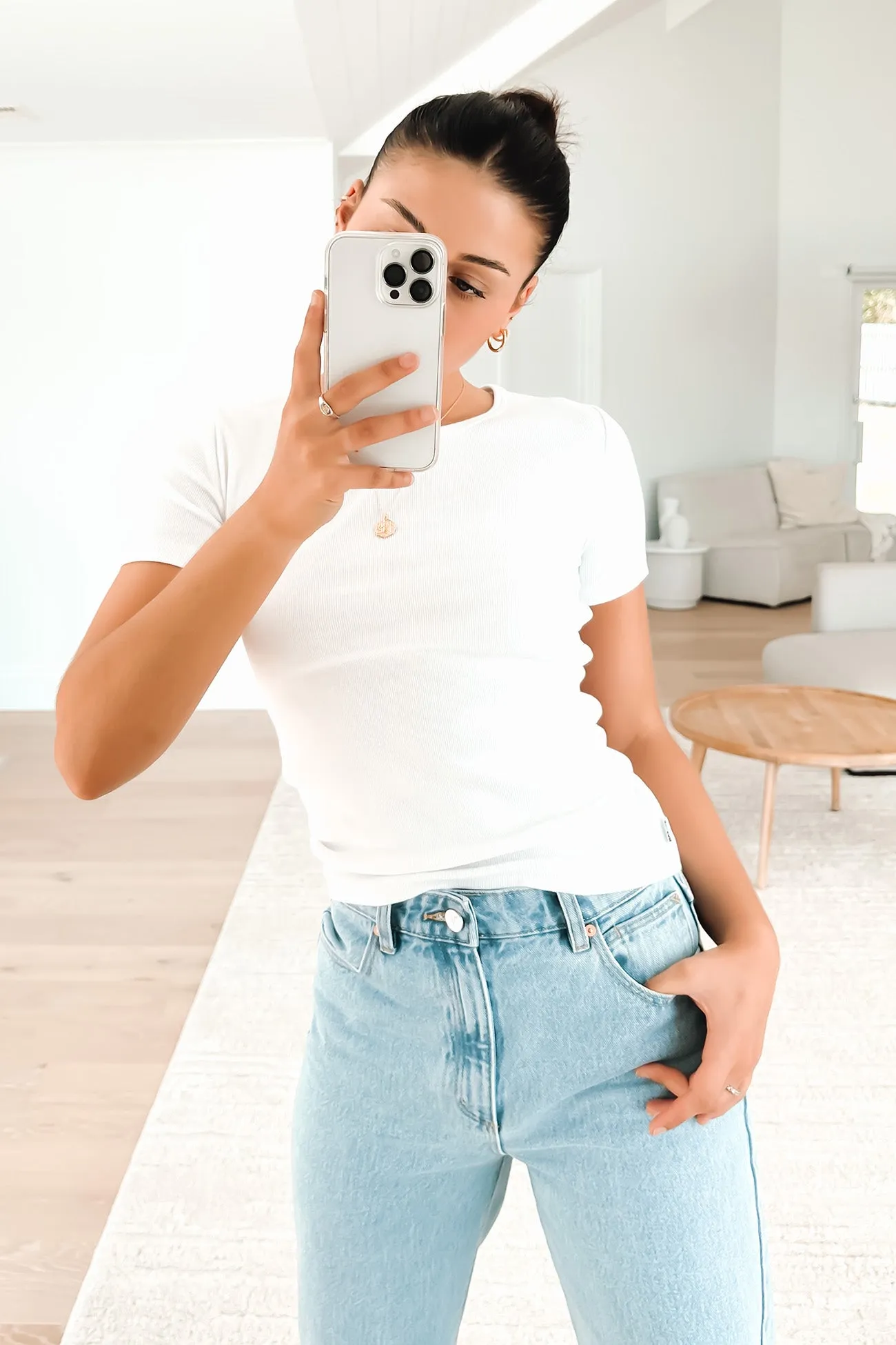 Jordyn Rib Tee White Recommended