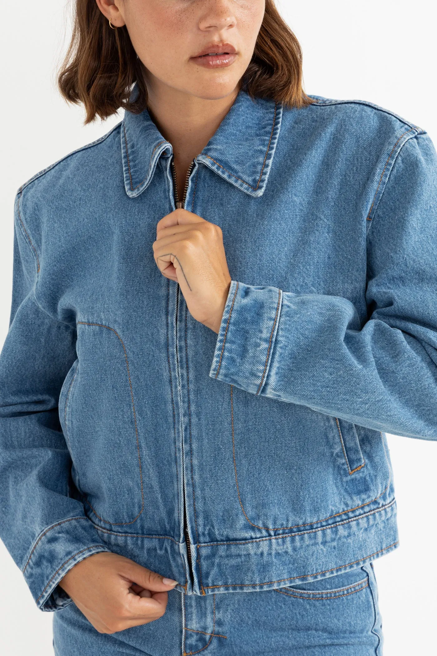 Juliet Denim Jacket Washed Blue Stylish Basics