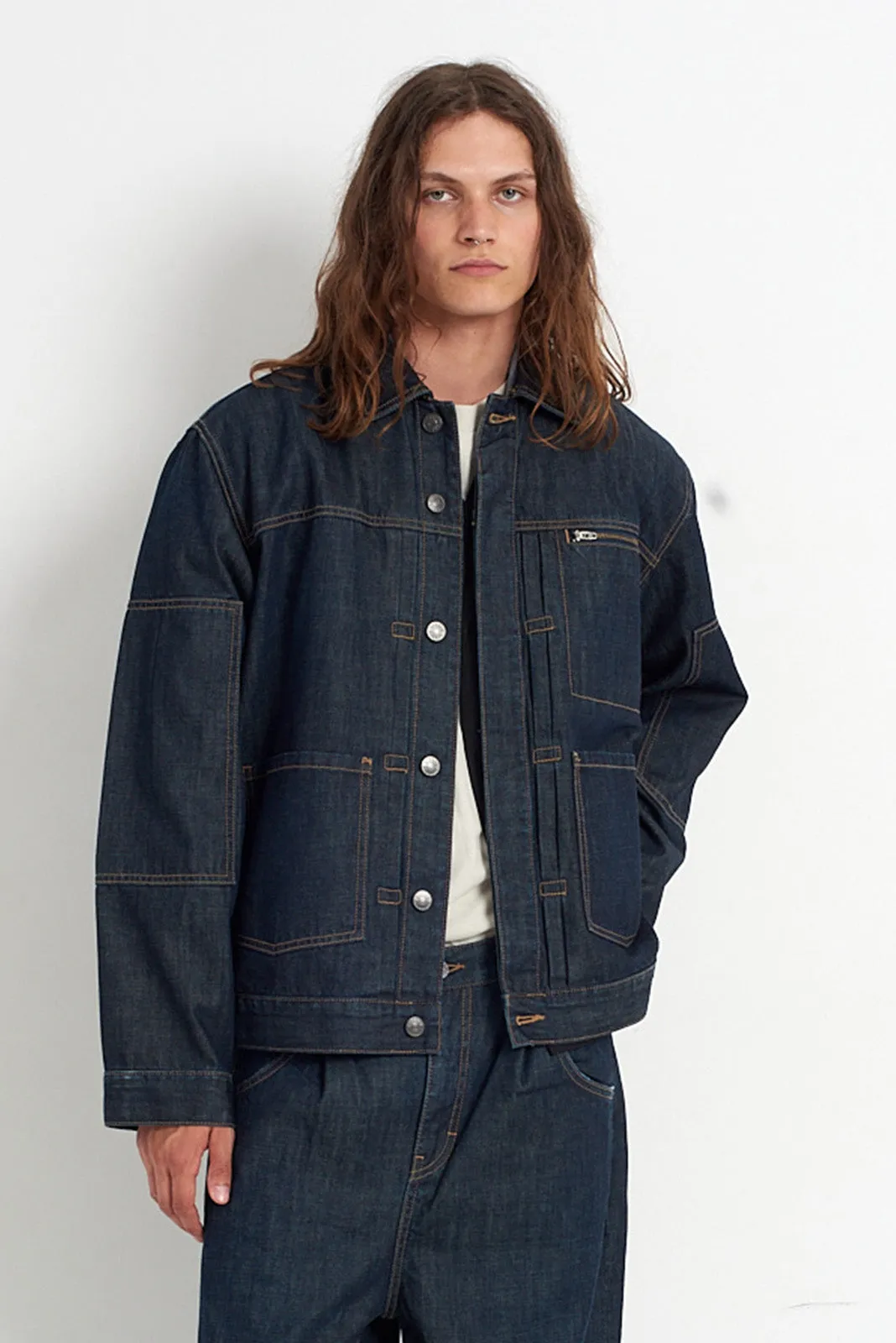 Control Rinse Denim Jacket Gloss Free Texture Bonded Seam Technology