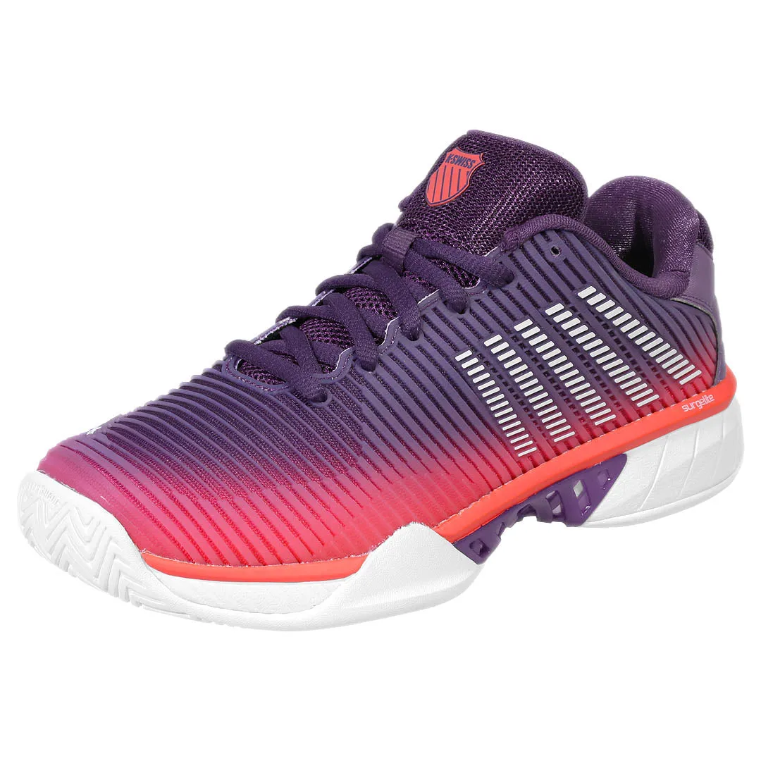 Blister Prevention Padding Dual Density Midsole K-Swiss Women's Hypercourt Express 2 - Purple Plumeria/Hot Coral