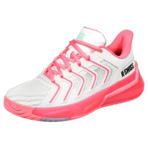 K-Swiss Women's Ultrashot 4 - White/Neon Pastel Pink warm weather Fitness Edge