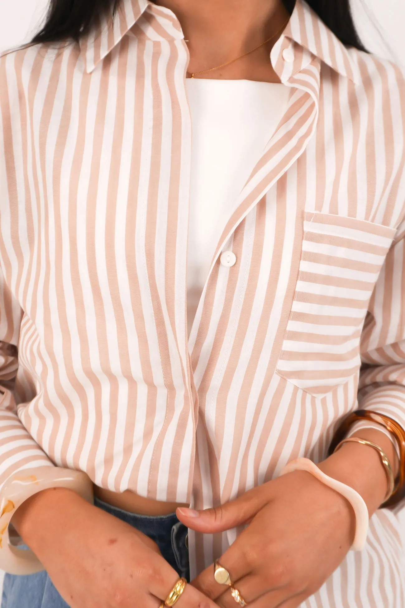 Sleek Design Kayla Shirt Latte Stripe