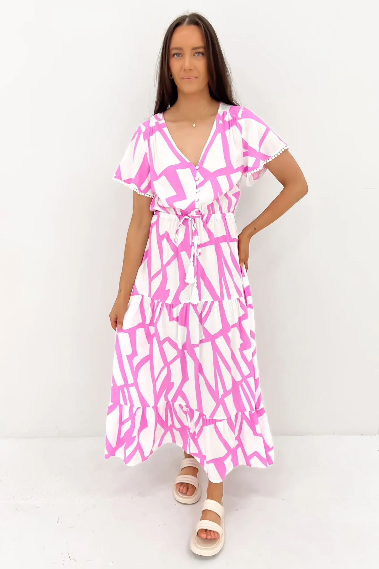 Jonathan Maxi Dress Purple Esme Subtle-Print