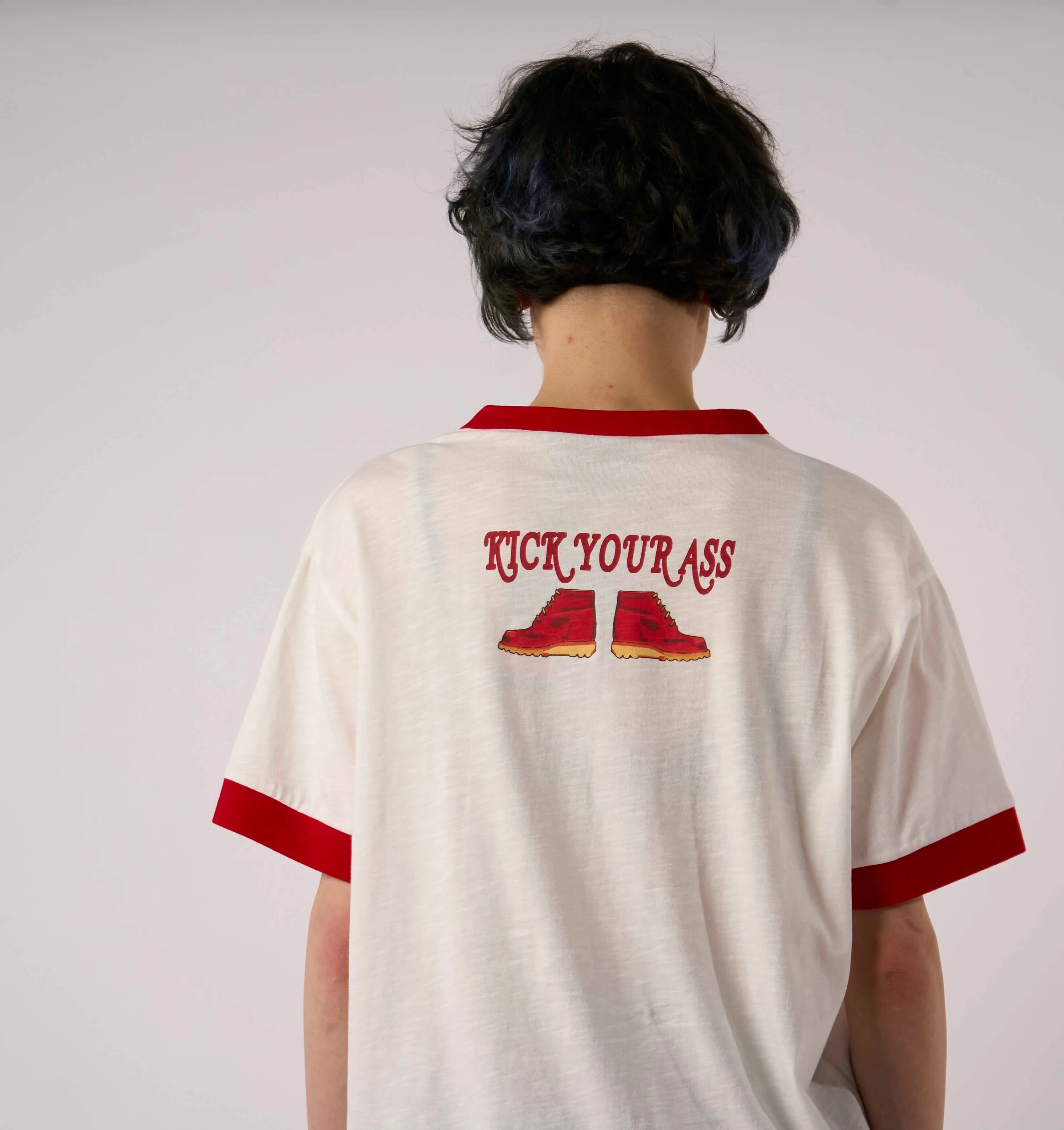 Hot Core Neo Mode Kickers Ecru & Red Raglan Logo T-shirt