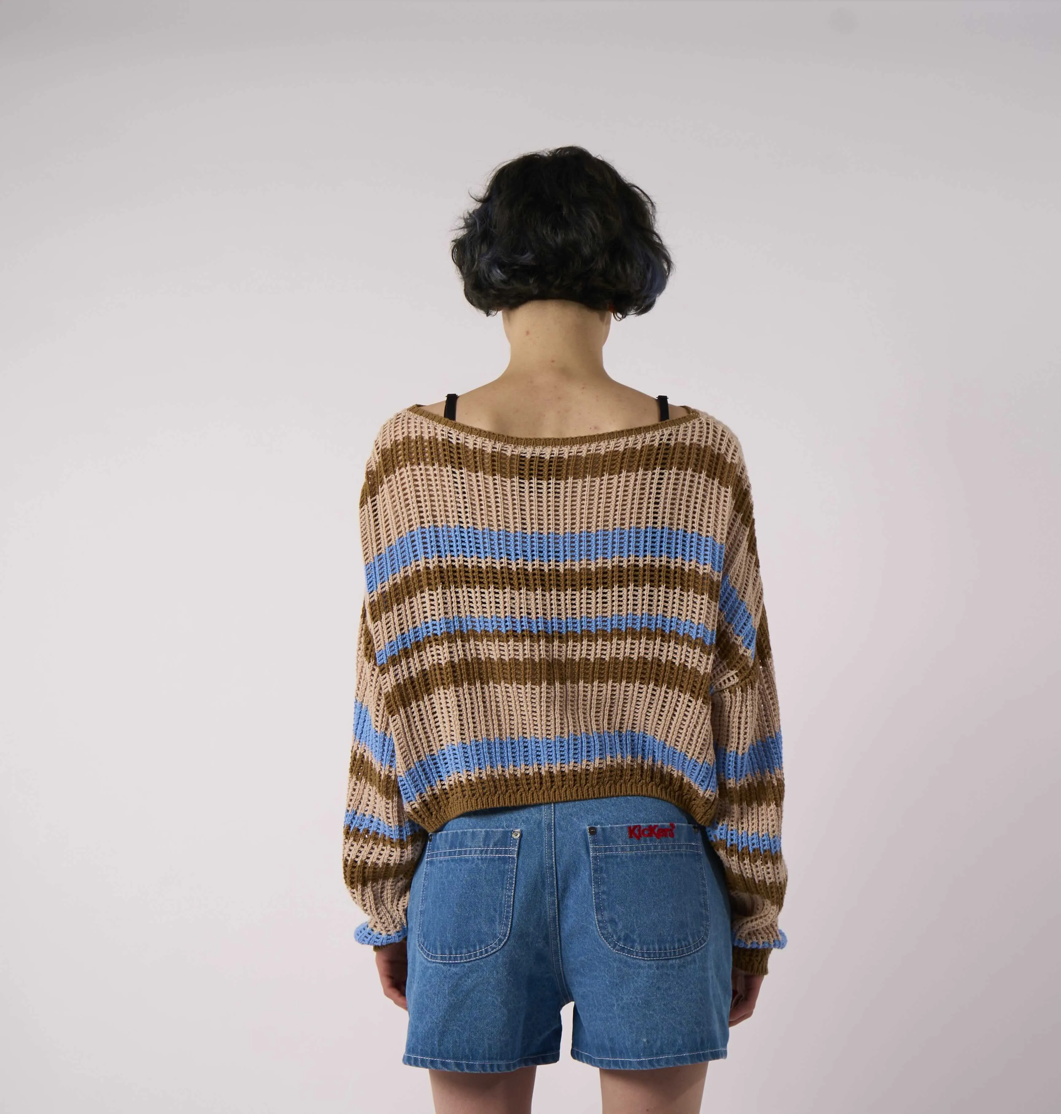 Ultra Fine Gauge Effortless Look Kickers Stripe Logo Knit