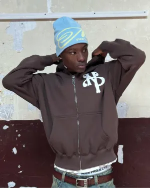 Kill Bill Zip-Up Hoodie Brown Cozy Apparel Wool