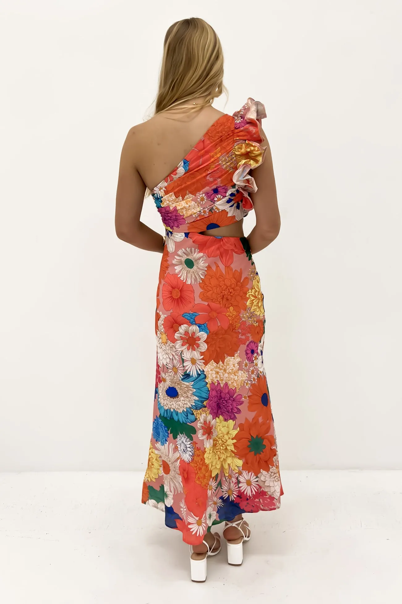 Editor??s-Pick Flexible Fit Knox Midi Dress Orange Floral
