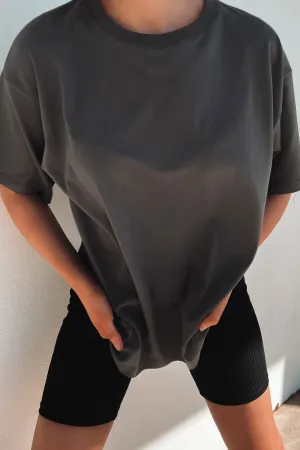 Soft Touch Beaded details Koa Oversized Tee Charcoal