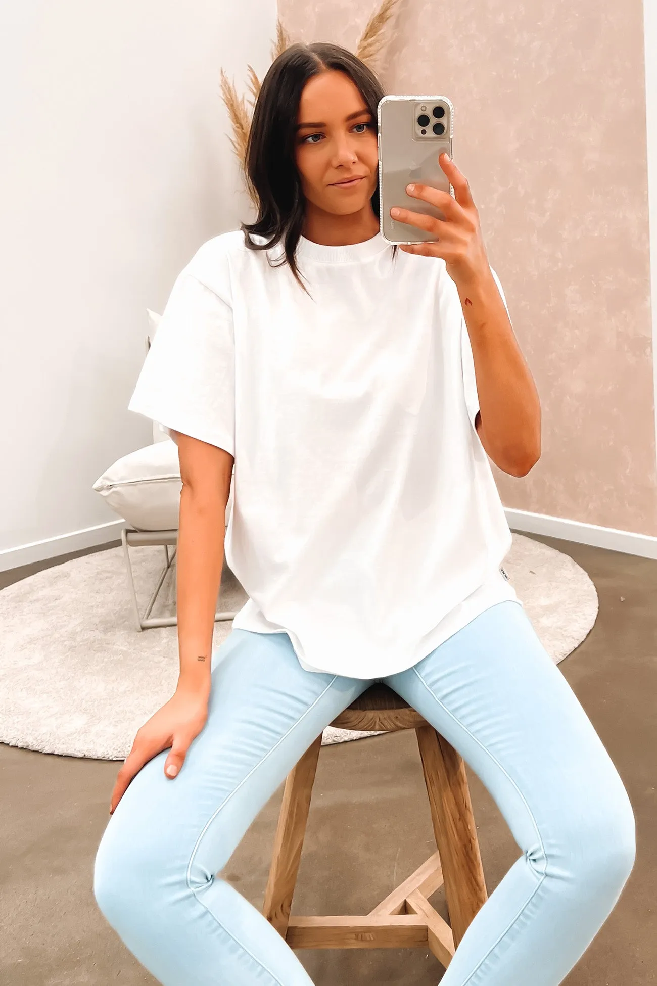Koa Oversized Tee White Breathable Waistband