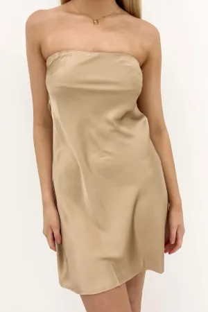 Button Accent Quick Elegance Kole Mini Dress Gold