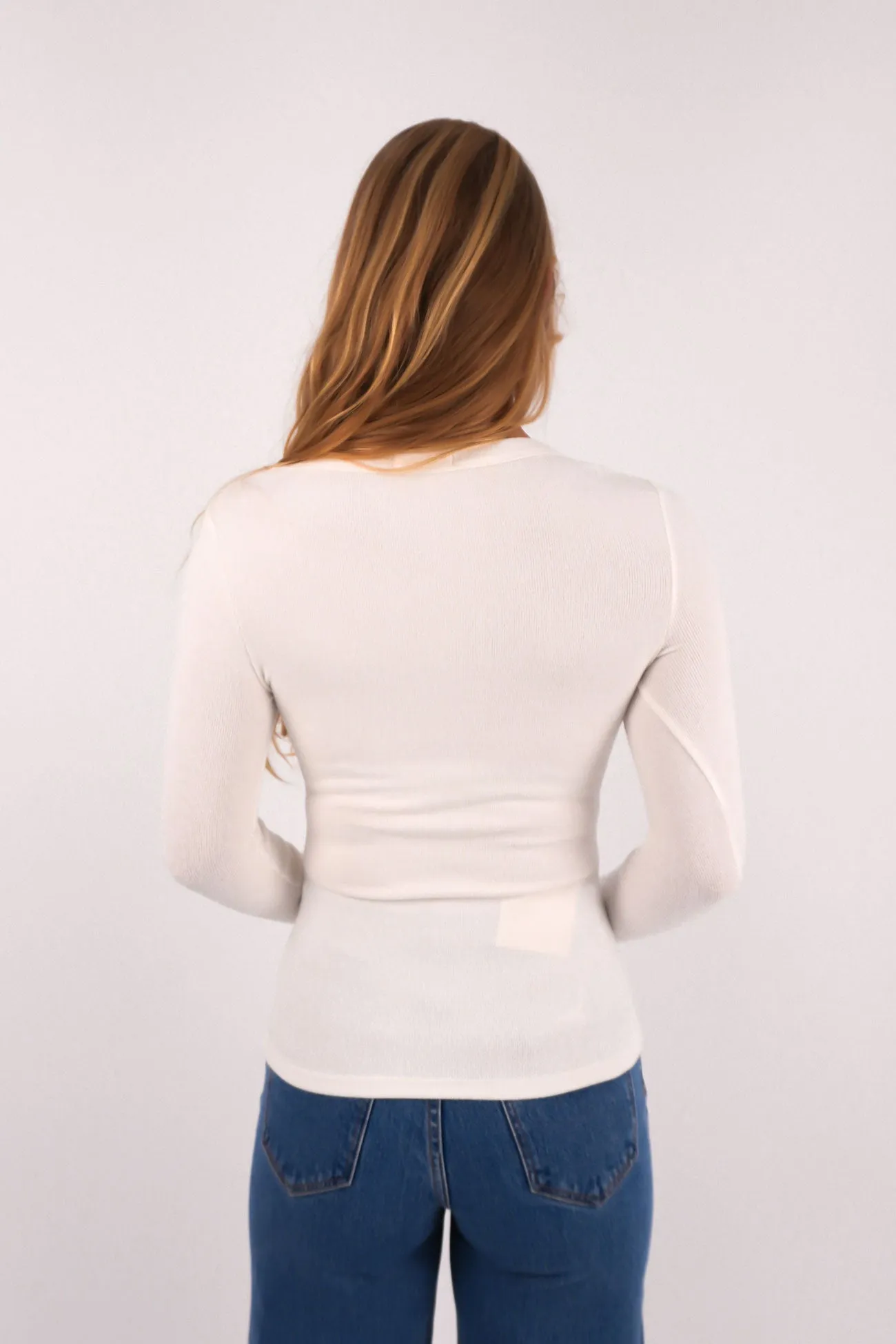 Gloss Glow AntiPillFinish Krissy Long Sleeve Top White