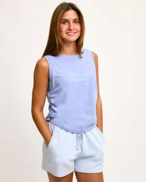 Ladies Ruched Sleeveless Tee Streetwear attitude Comfy Essentials Wear