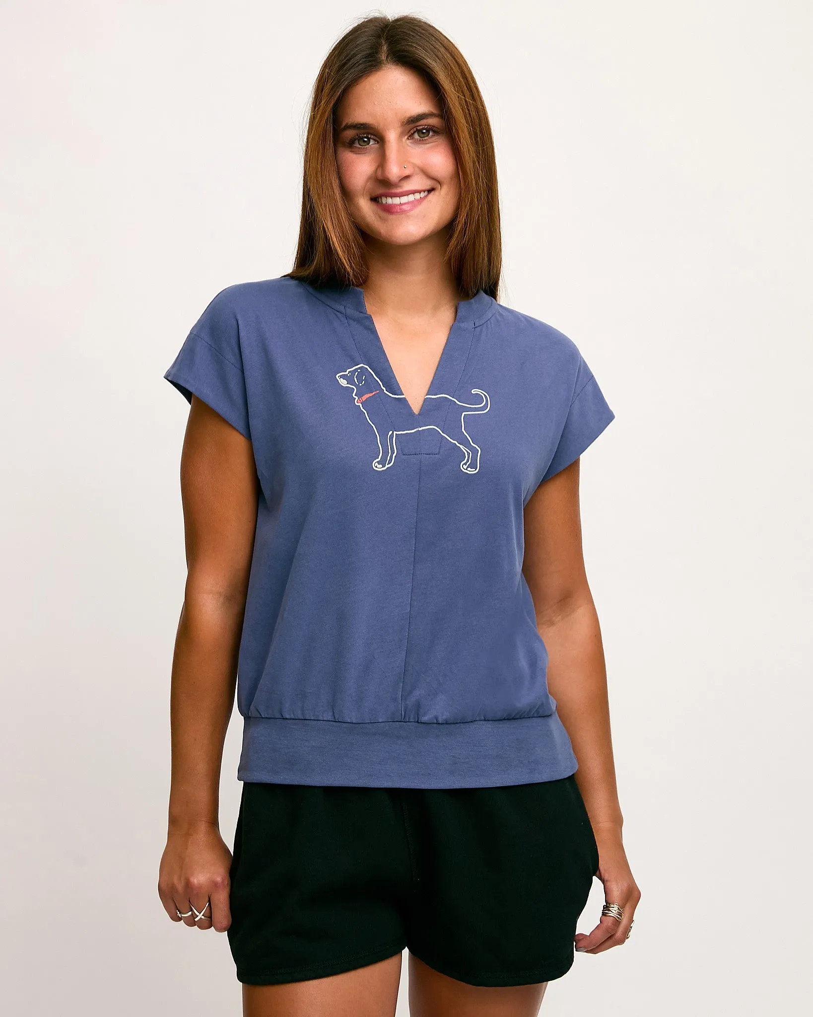 sale season Effortless Wear Fit Ladies V-Neck Cropped Shortsleeve Cadet