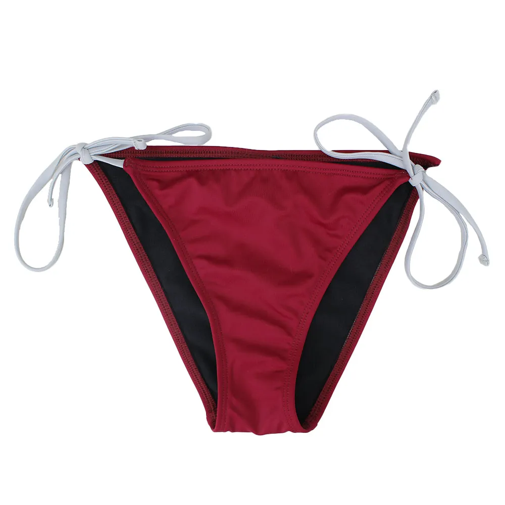 Design Edge Athletic Apparel Women's Tie Side Solid Bikini Bottom,Burgundy