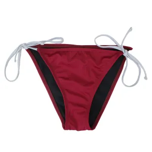 Anti Odor Treatment Women's Tie Side Solid Bikini Bottom,Burgundy