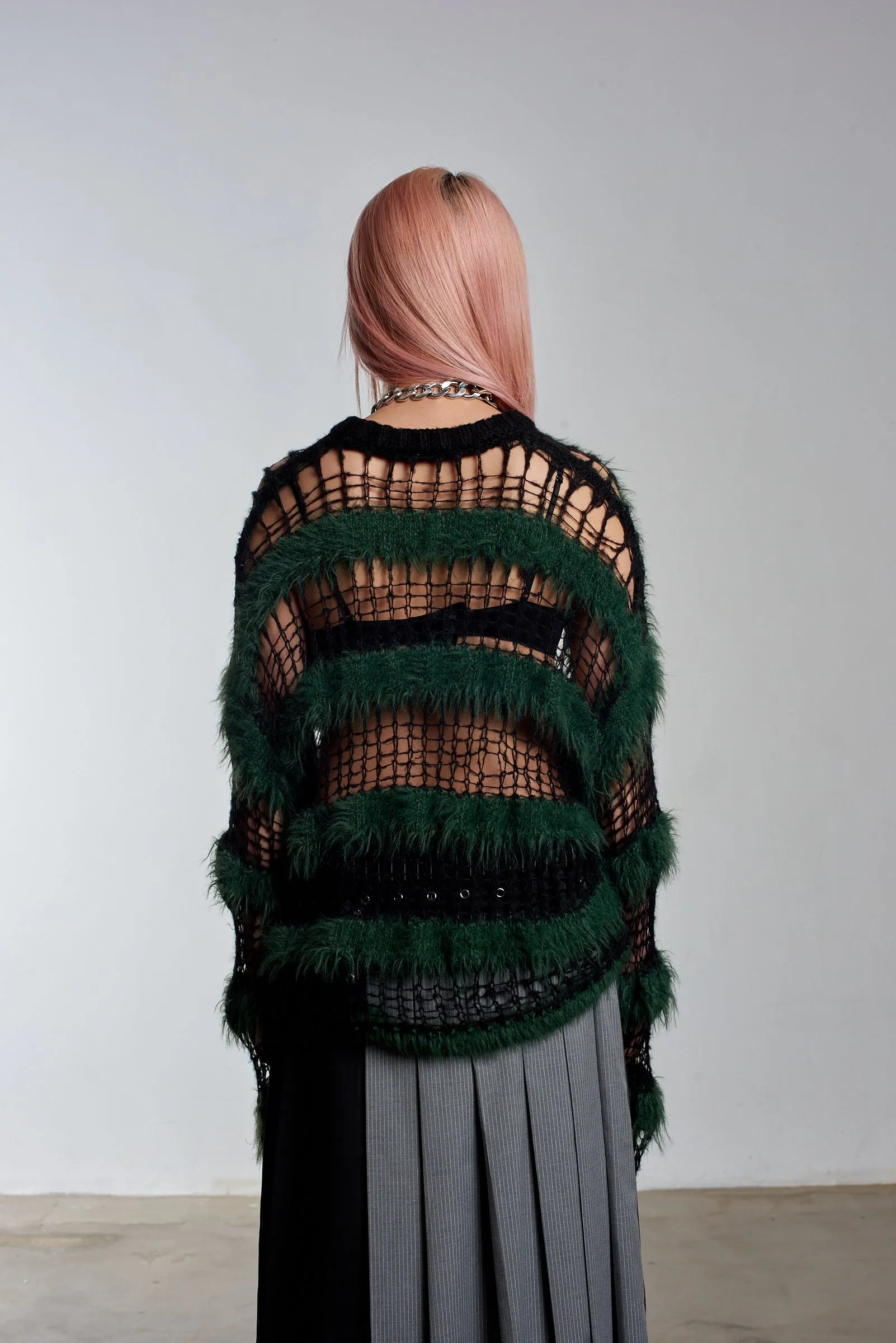 Garment Dyed Process Modern Texture Beetle Knit Green