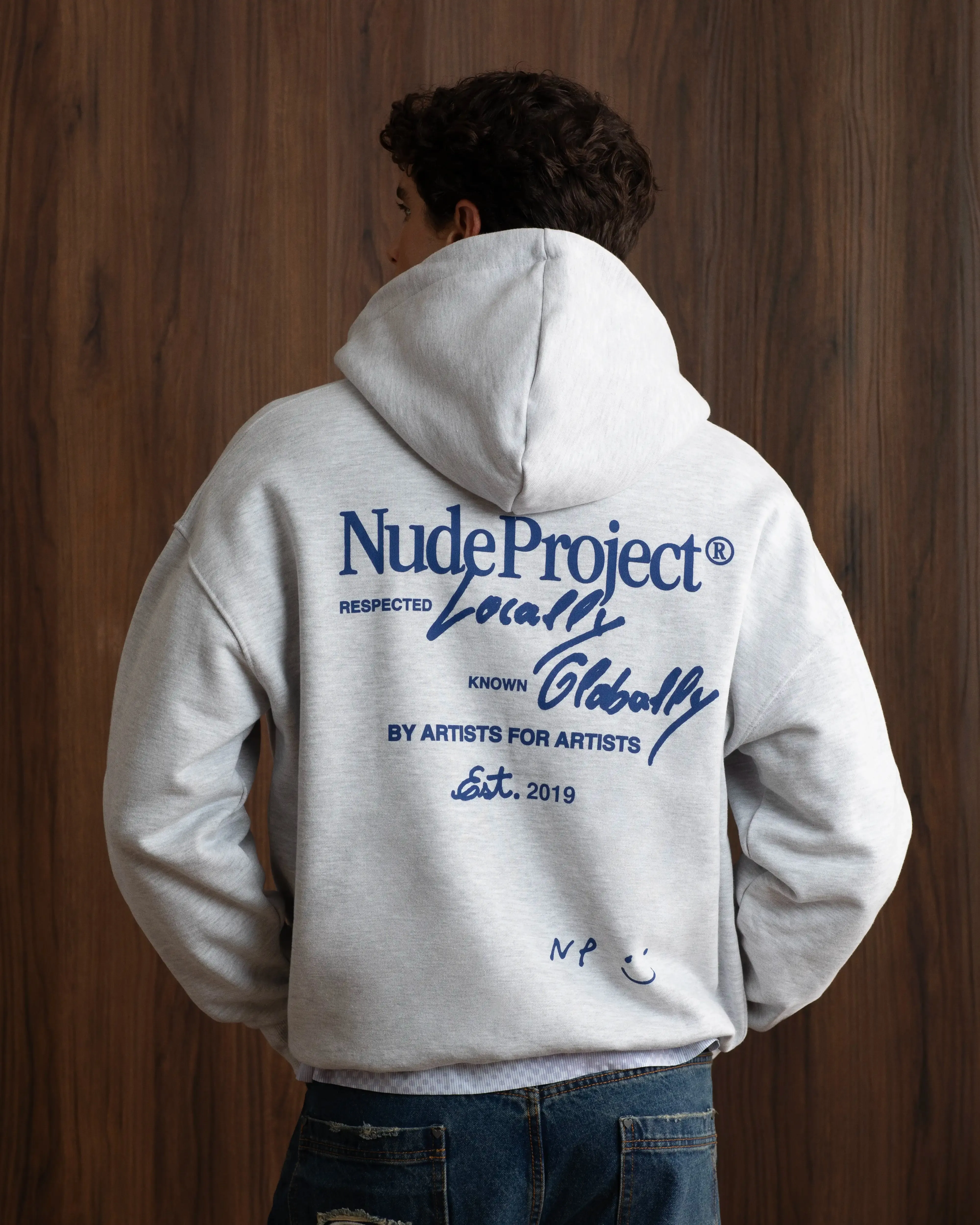 Global Soon Zip-Up Hoodie Grey clip accents Regular Fit