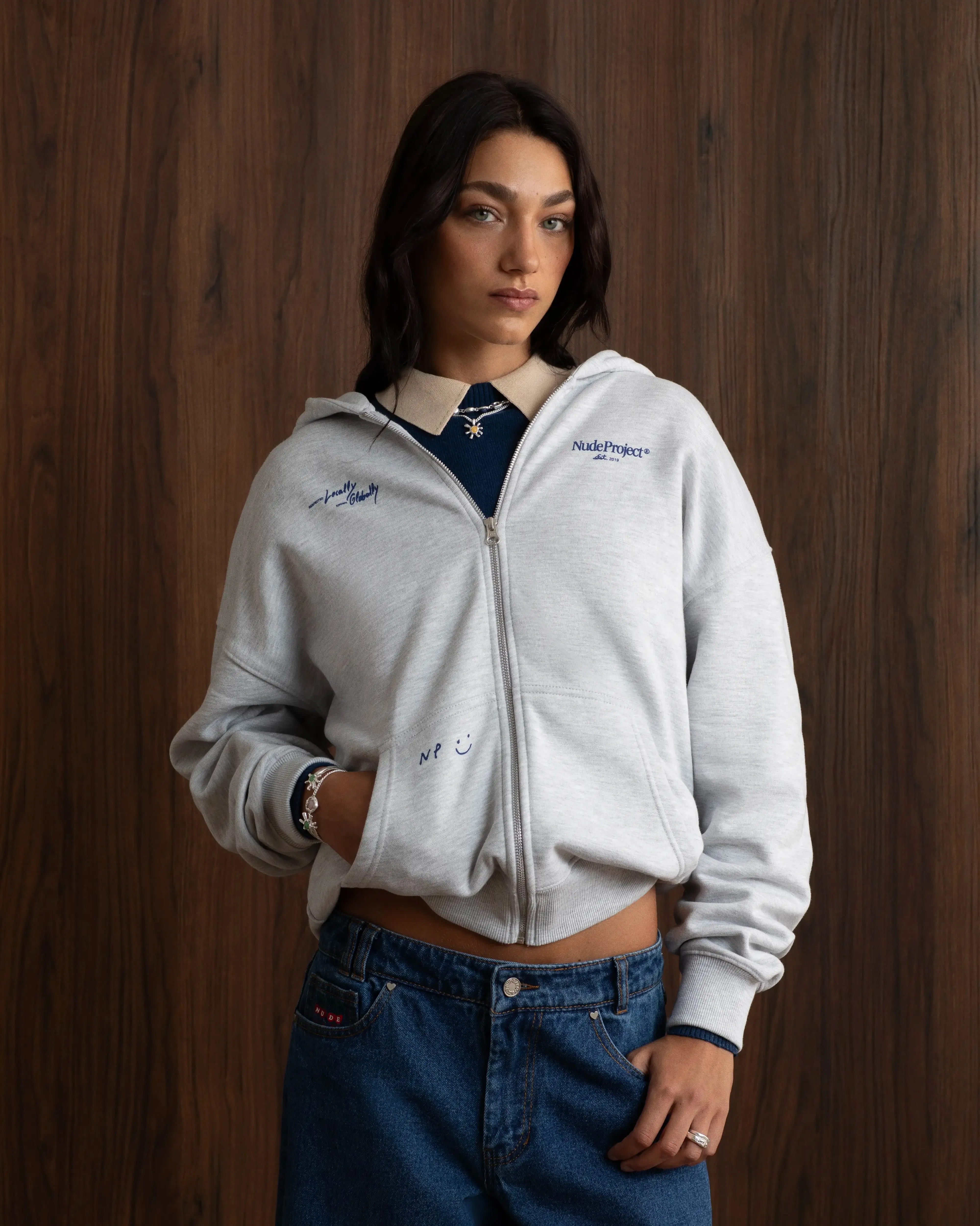 Lightweight Hoodie Global Soon Zip-Up Hoodie Grey