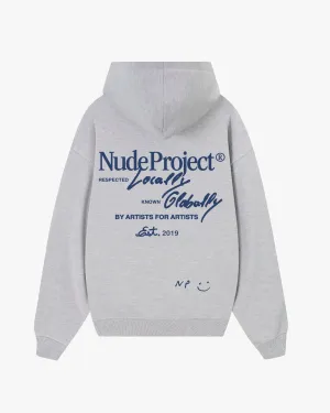 Global Soon Zip-Up Hoodie Grey Street Comfort Tall Length