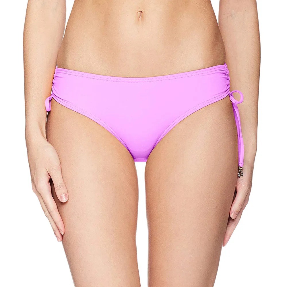 Women's Plain Solid Bikini Bottom,Light Purple Low Profile Fastener Sand Free Design