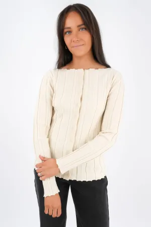 Ellen Long Sleeve Cream SplitHemDesign