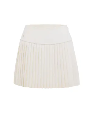Linen Cotton Mix Retro Style [FL signature] Silk twisted flare pleated skirt - Cream