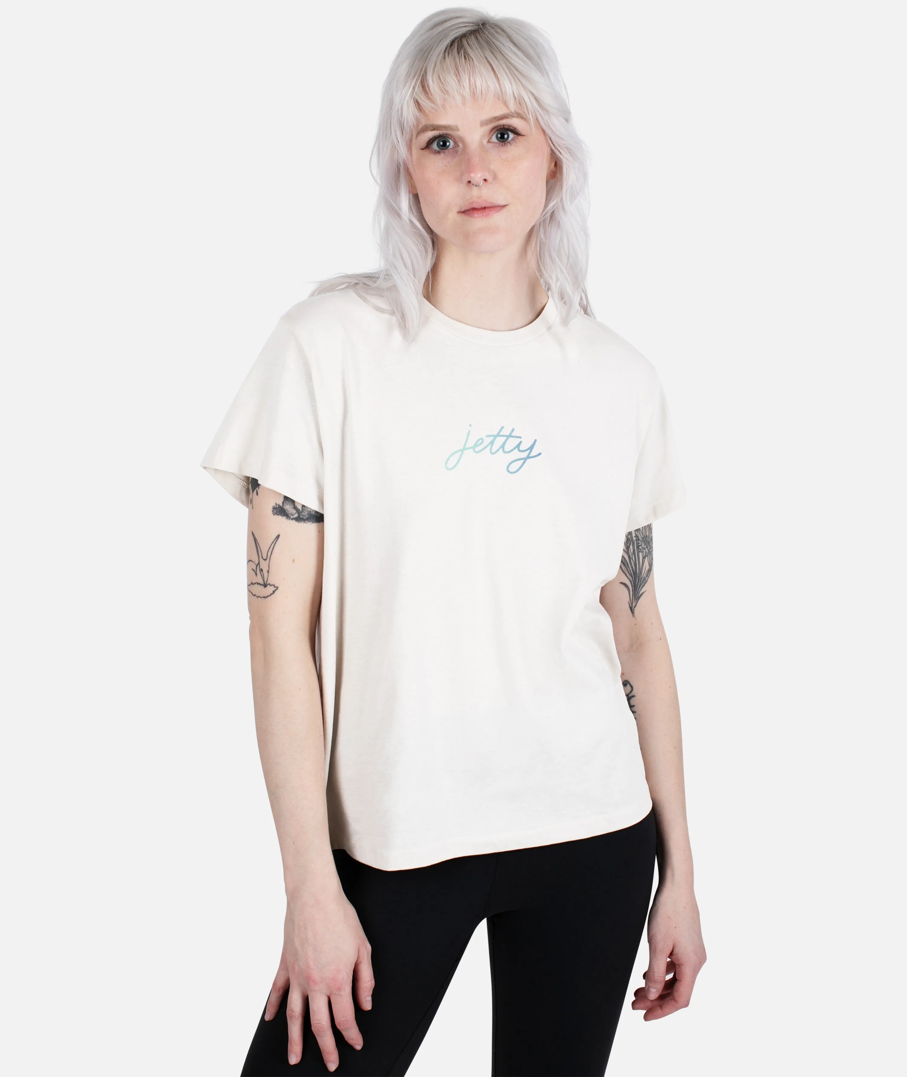 Script SS Tee - White Versatile Layering Piece Fashion Forward