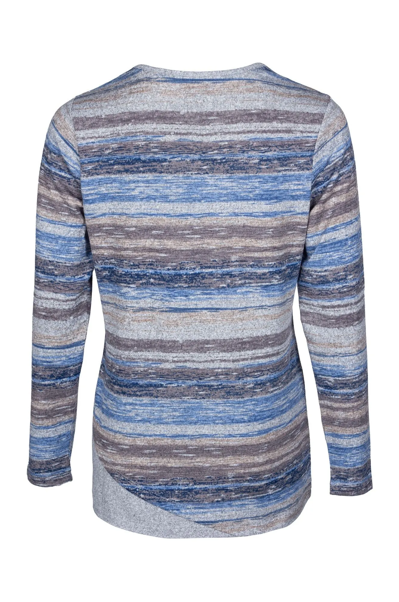 Printed Warm Touch Top | Blue Ivory Paintd Stripe | 7909B1 Cozy clothing Vegan Mood