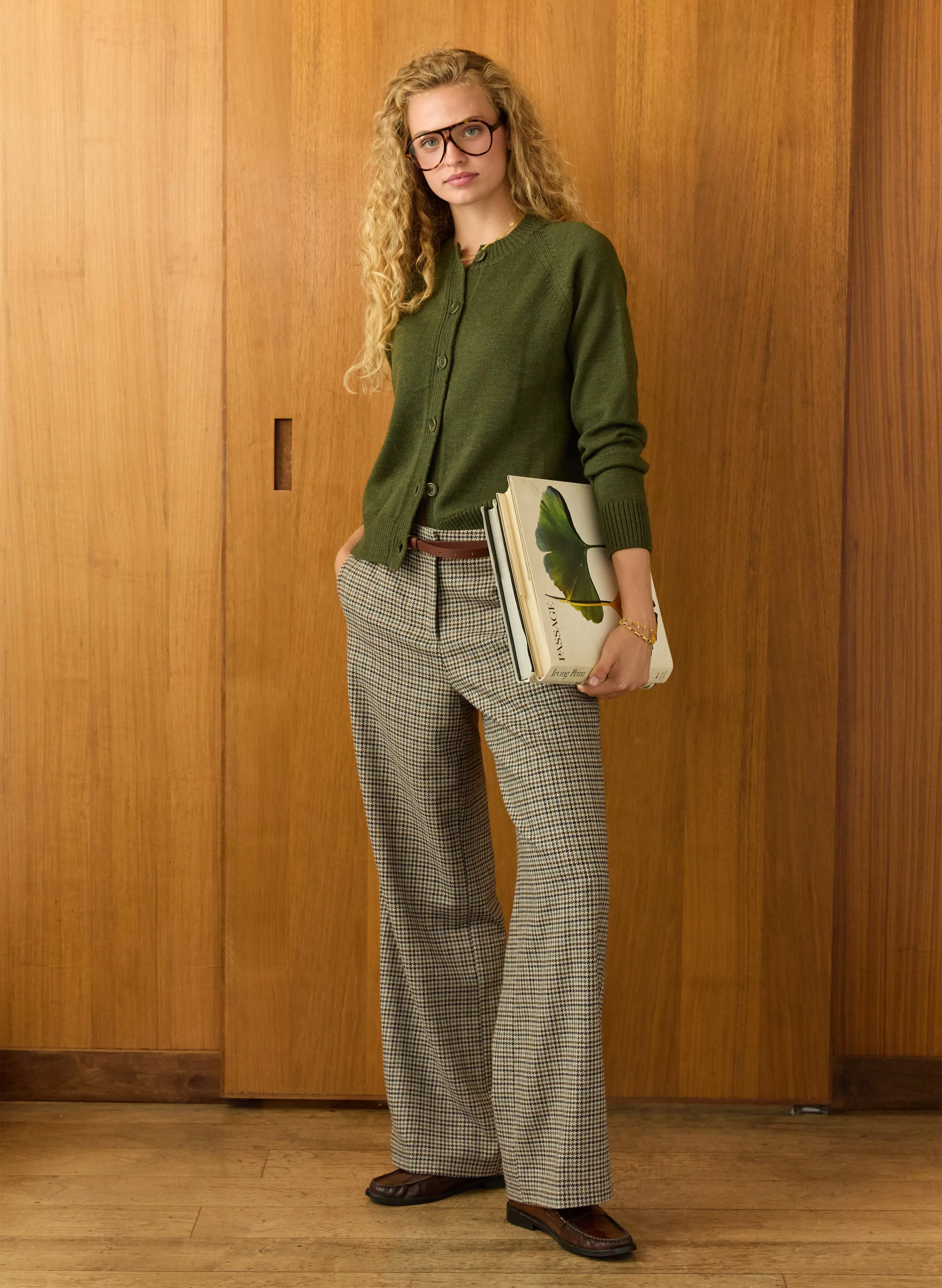 Suna Wool Blend Crew Neck Cardigan Indoor Layer