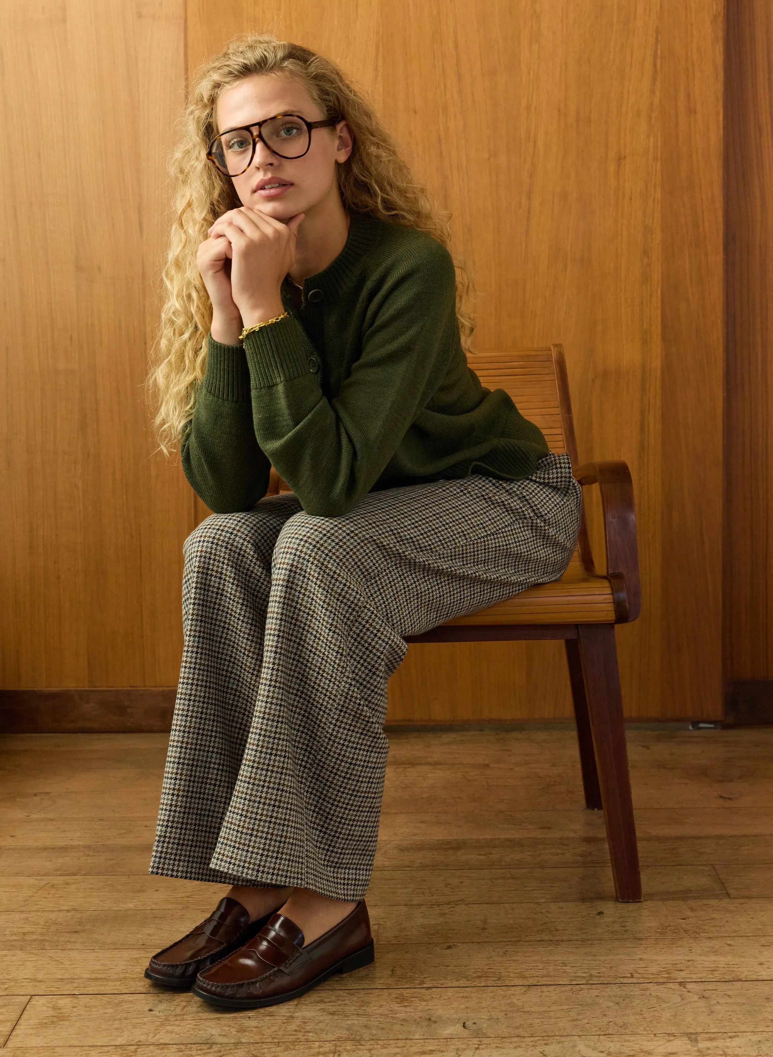 Suna Wool Blend Crew Neck Cardigan Inner Layer