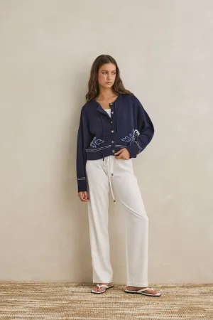 Rolled Cuffs Garment Dyed Process Ravello Knit Cardigan