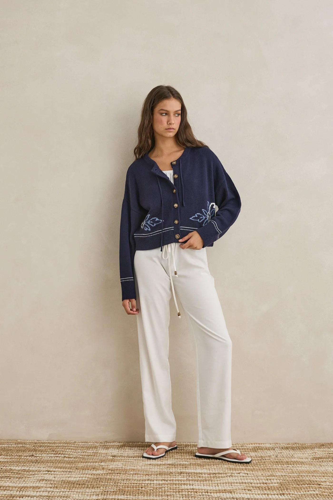 Rolled Cuffs Garment Dyed Process Ravello Knit Cardigan