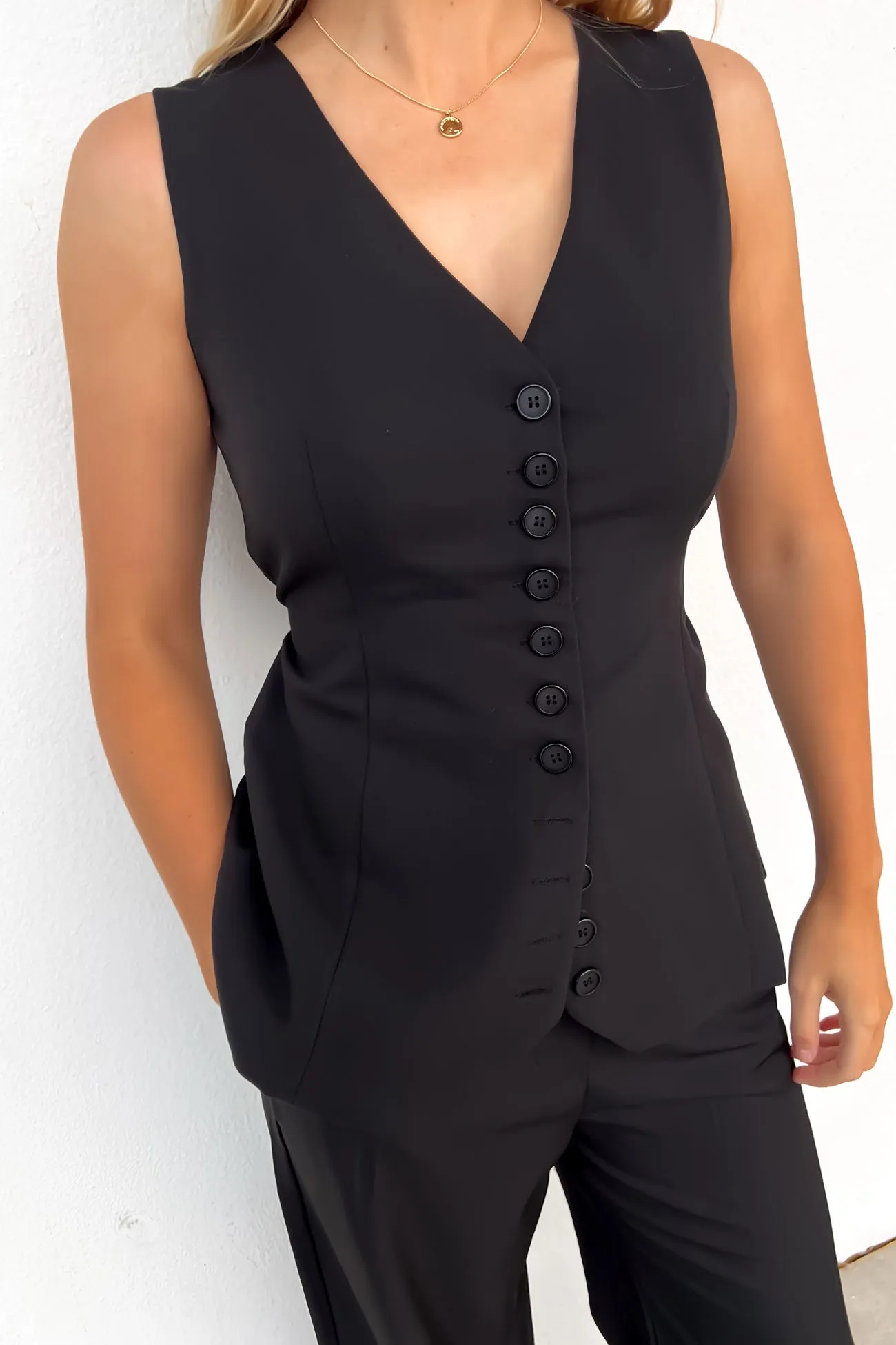Tegan Vest Black Soft Fabric