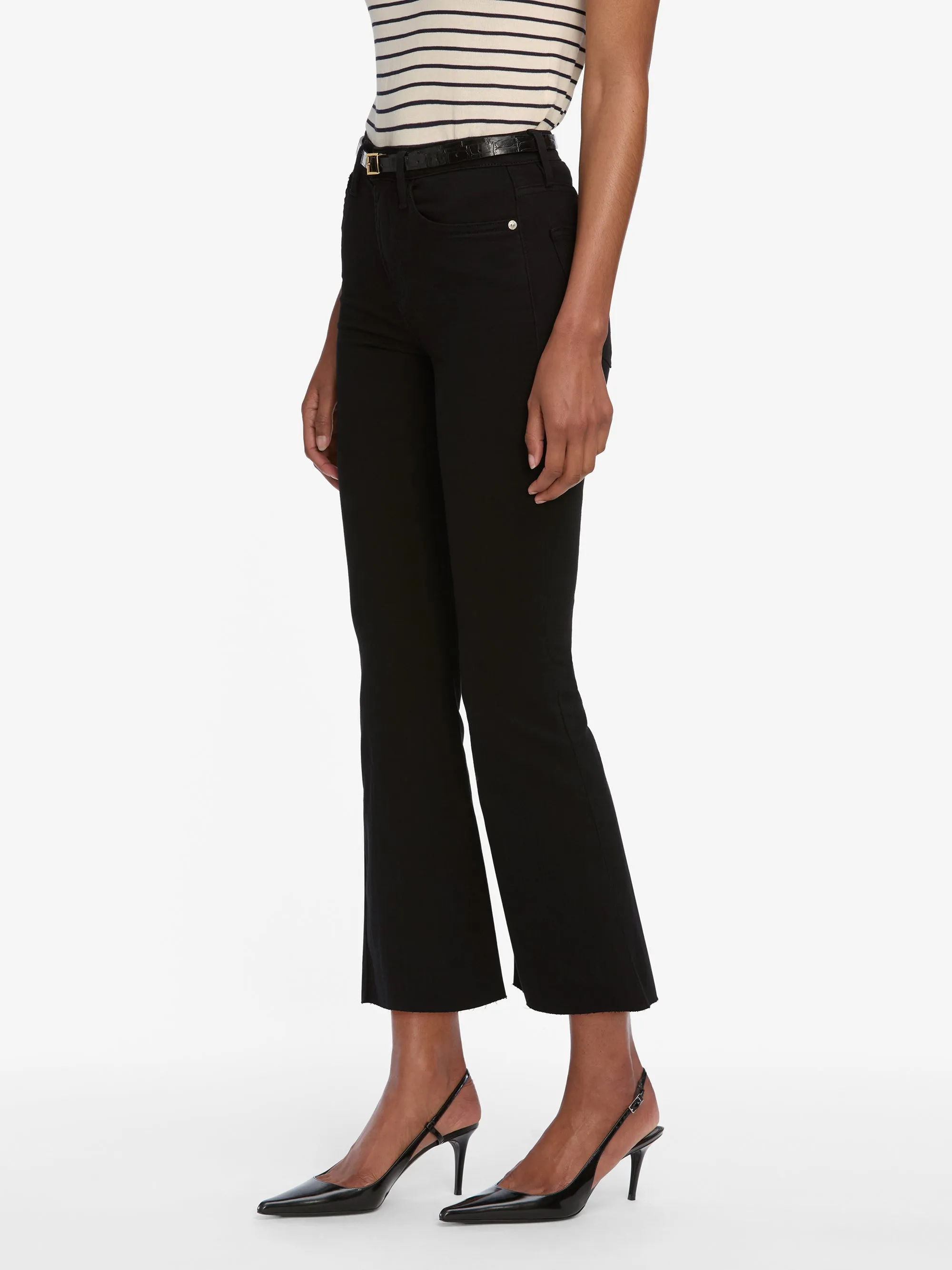 Minimal Waistband Anti Static Fabric Le Crop Mini Boot -- Noir Raw After