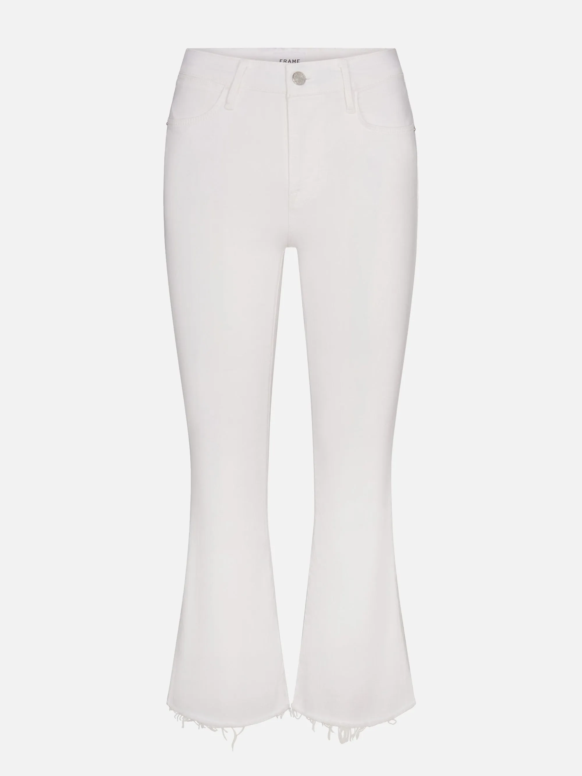 Basic Look Le Crop Mini Boot -- White Raw Fray